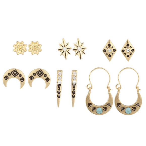 Lux Accessories Womens Enamel Tropical Fruit Multiple Stud Earrings Set 6pcs 